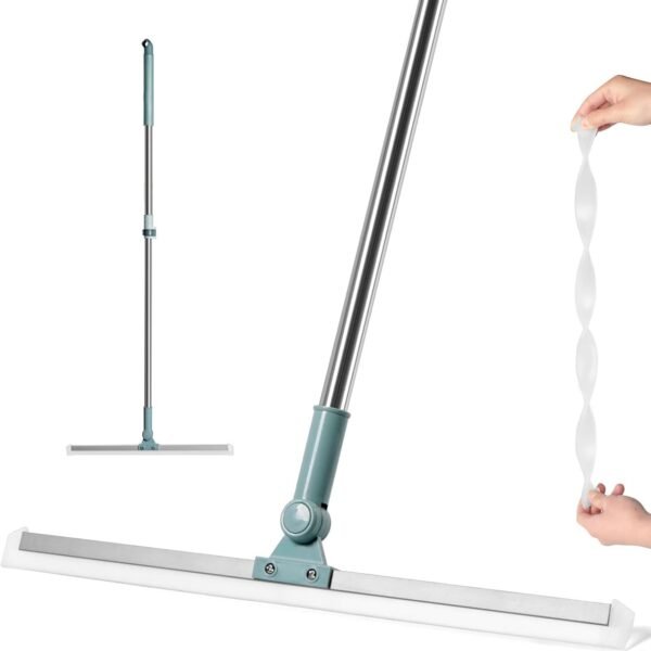 Floor Mop, Slim Floor Squeegee Mop, Squeegee Mop with Telescopic Handle, 360° Rotating Silicone Wiper Mop, Bathroom Floor Squeegee, Extendable Pole Mop, Slim Floor Mop, Squeegee Scrubber with Pole, Silicone Wiper Mop, Multifunction Magic Sweeper Mop