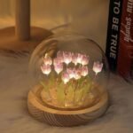 Tulip Flower Lamp. Energy-efficient lighting,Artificial flower lamp,Realistic tulip lamp,Soft glow table lamp