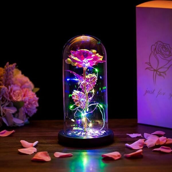 Enchanted LED Foil Rose Lamp, Diwali gift, Rose Lamp, LED flower light, romantic rose night light, Diwali decoration, anniversary gift for her, Valentine's Day rose lamp, iridescent rose gift, everlasting flower lamp, festive home decor