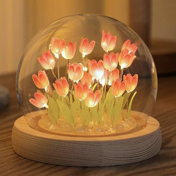 Tulip Flower Lamp. Energy-efficient lighting,Artificial flower lamp,Realistic tulip lamp,Soft glow table lamp