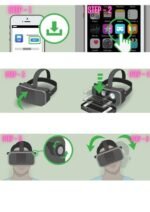 VR headset, virtual reality headset, 3D immersive experience, smartphone VR headset, adjustable head strap, lightweight VR headset